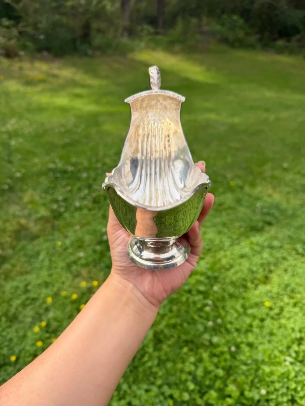 Vintage Elegant  Bombay Silver-Tone Gravy  Boat